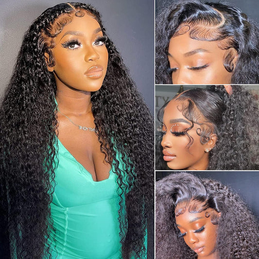 16A Curly Wigs Human Hair 13×6 HD Lace Frontal Wig Jerry Curly 180 Density