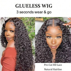 Water Wave Wear And Go Glueless 5x5 HD Lace Closure Wig Pre Plucked Pre Cut Glueless Ready To Go Curly Human Hair Wigs For Women