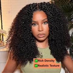 VIPbeauty Kinky Curly Human Hair Wig Fluffy Texture 13x4 HD Lace Front Wigs 180% Density Pre Plucked & Bleached