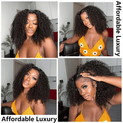 VIPbeauty Kinky Curly Human Hair Wig Fluffy Texture 13x4 HD Lace Front Wigs 180% Density Pre Plucked & Bleached