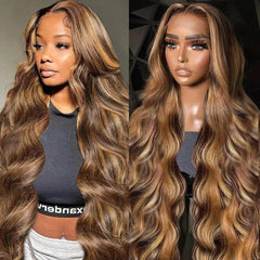 VIPbeauty #P4/27 Highlight HD Wig 13x4 Lace Front Wigs HD Lace Glueless Wigs Balayage Ombre Honey Blonde Body Wave Human Hair Wig