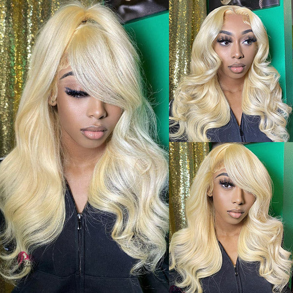 30 Inch Blonde Hair Body Wave Human Hair Wigs 13x4 HD Lace 613 Lace Front Wigs