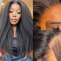 Hand-made Full 13x6 Transparent Lace Front Wig VIPbeauty 13x6 Kinky Straight Human Hair Wig for Black Women 150% Density