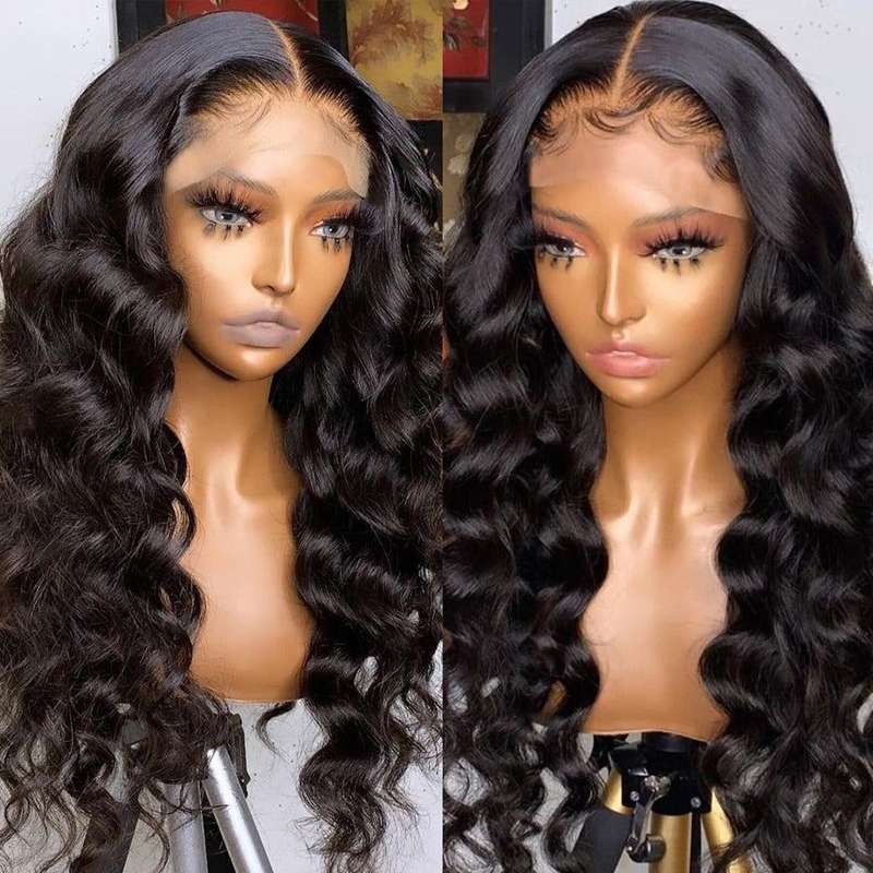 Vip Beauty Loose Wave Human Hair Wig Transparent lace 13*6 Frontal Wig