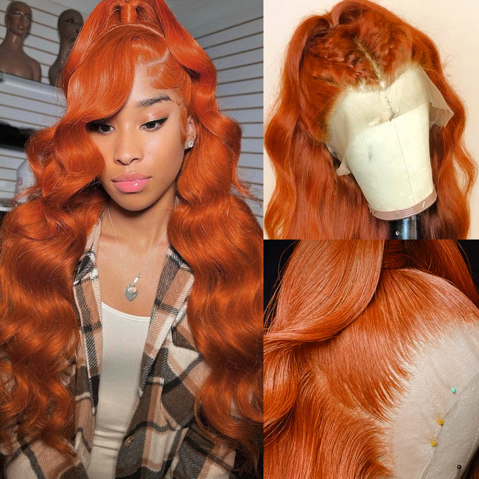 Body Wave #350 Color HD lace Wig Ginger Human Hair Wig for Women