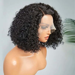 Short Curly Bob Wigs Human Hair 13x4 Transparent Lace Front Wigs Curly Wigs For Women Pre Plucked With Baby Hair