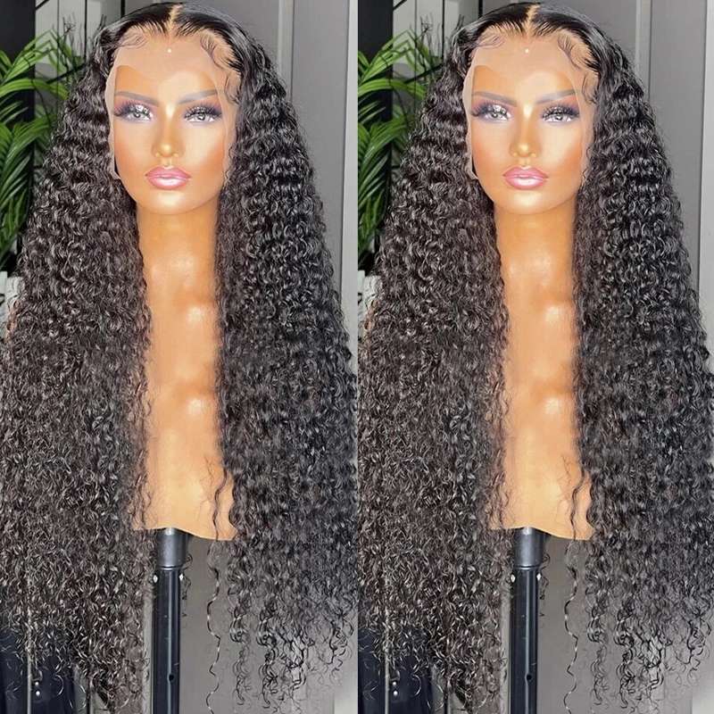 Deep Wave Frontal Wig 360 Transparent Lace Wigs Human Hair For Women