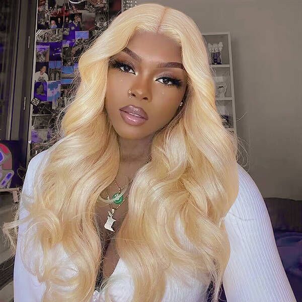 30 Inch Blonde Hair Body Wave Human Hair Wigs 13x4 HD Lace 613 Lace Front Wigs