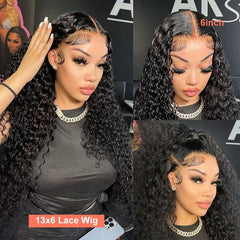 VIPbeauty 13x6 Full Lace Frontal Wig Water Wave Human Hair Wig Transparent Lace Pre-Bleached Knots 13x6 Lace Front Wig