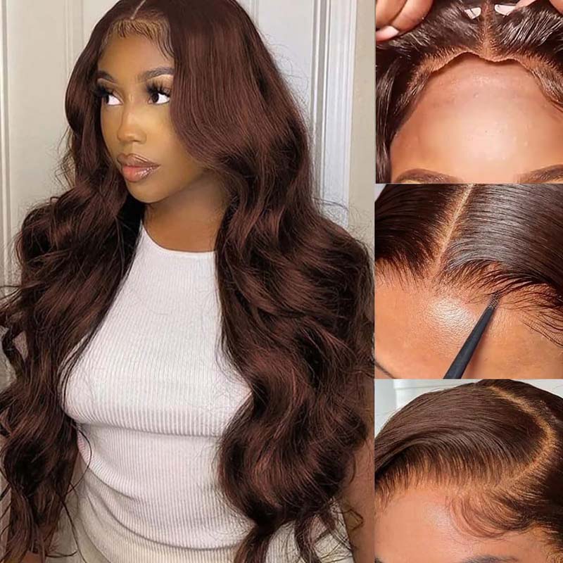 D Full Lace Frontal Wig 250% Density Dark Brown 