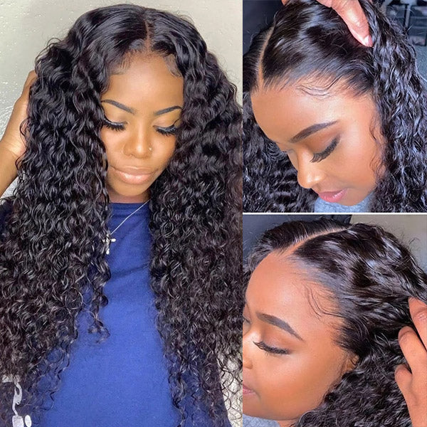 Real Human Hair Deep Wave 3 Bundles With 4*4 Lace Closure