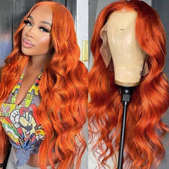 Body Wave #350 Color HD lace Wig Ginger Human Hair Wig for Women