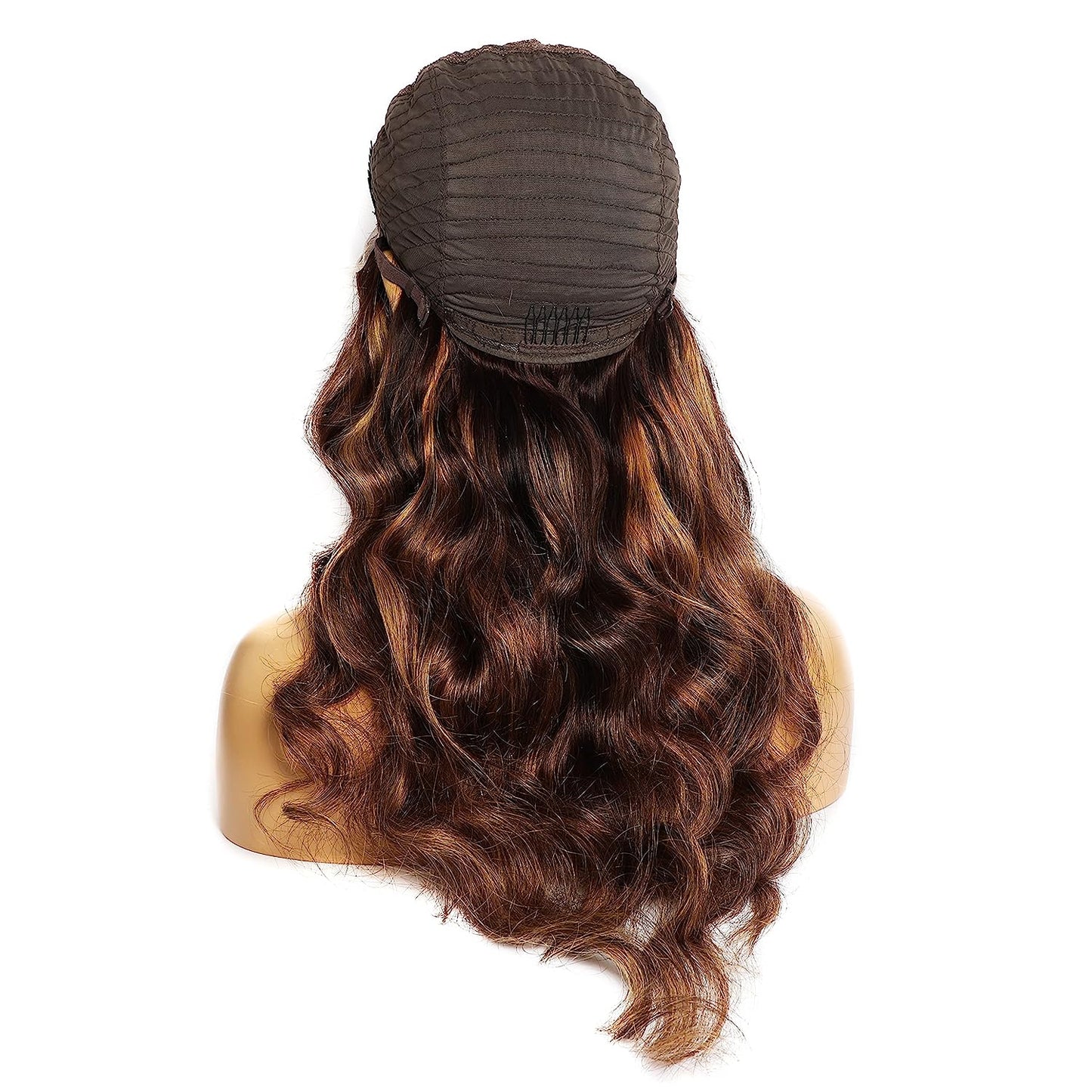 Balayage Color Brown Wig With Highlights Body Wave Transparent Lace 13x4 Lace Wig