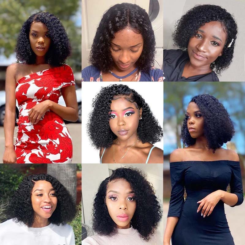 Curly Bob Wig 13×4 Lace Front Wig HD Lace Wig Pre Plucked Human Hair