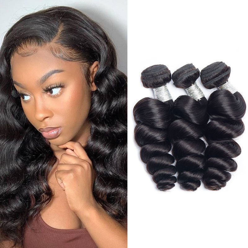 Peruvian Loose Wave 3 Bundles Unprocessed Virgin Human Hair Extensions