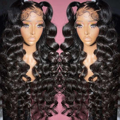 Human Hair 360 Lace Wigs Loose Deep Wave Wig Ponytail Wigs