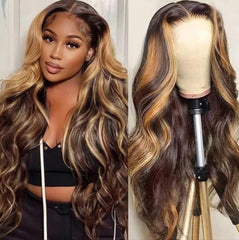 Highlights Wig Human Hair Transparent Lace 13x4 Lace Frontal Wigs Straight Hair