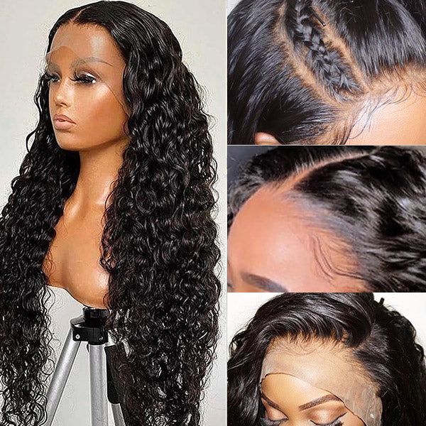 Vip Beauty Transparent lace 13*6 Frontal Wig Water Wave Human Hair Wig