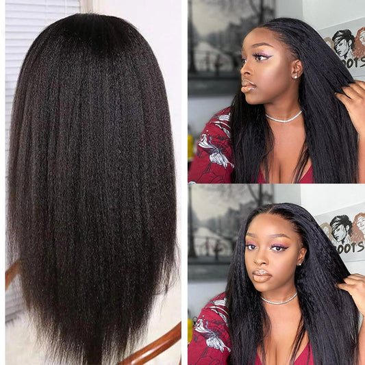 Vip Beauty 13x6 Kinky Straight Human Hair Wig for Black Women 150% Density