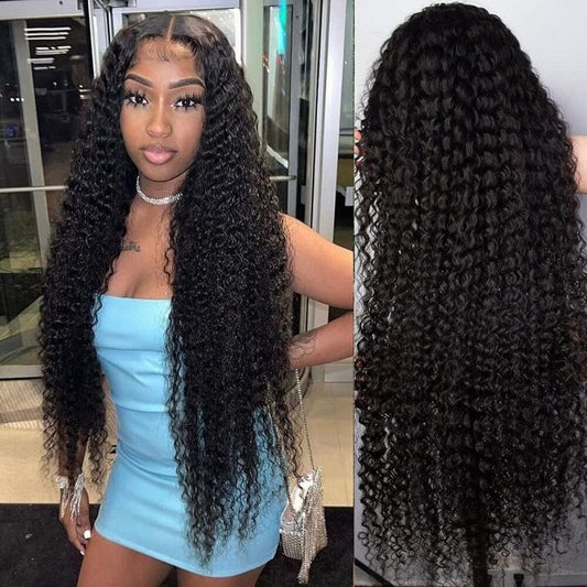 deep curly hair glueless lace wig