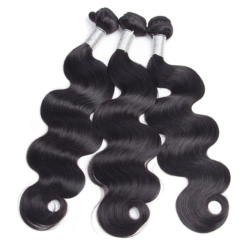  Hair 100% Raw Indian Virgin Human Hair Body Wave 3 Bundles Natural Wavy Human Hair Extensions-flat show