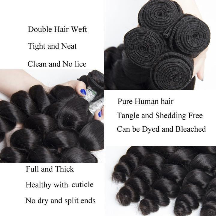  Peruvian Loose Wave 3 Bundles Unprocessed Virgin Human Hair Extensions-details